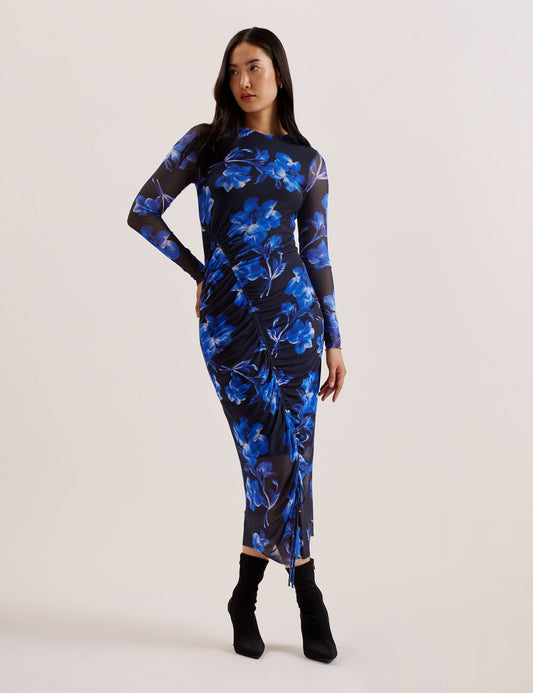 Ted Baker MARLIYY - Floral Print Bodycon Mesh Midi Dress