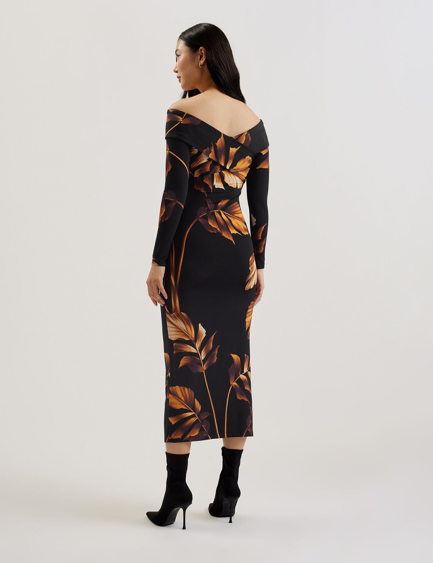 Ted Baker JOSEFEN - Printed Bardot Long Sleeve Midi Dress