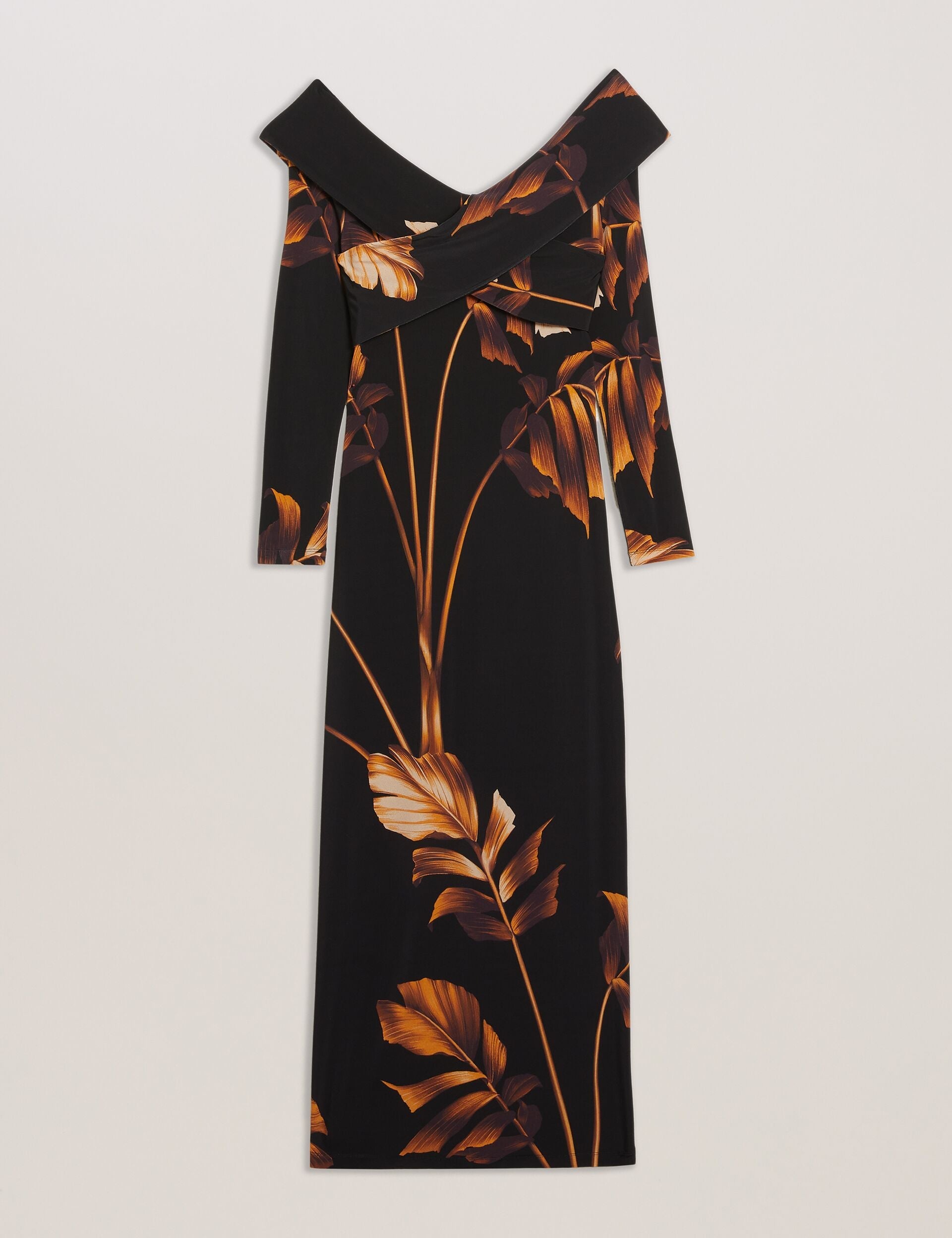 Ted Baker JOSEFEN - Printed Bardot Long Sleeve Midi Dress
