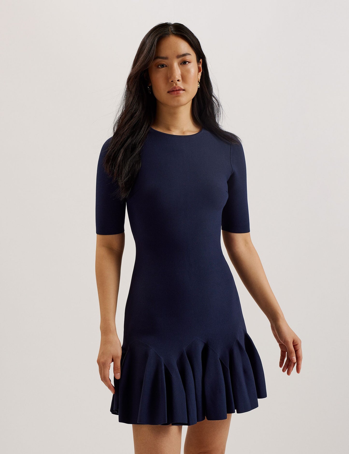 Ted Baker ALZANN - Pleated Hem Knitted Bodycon Mini Dress