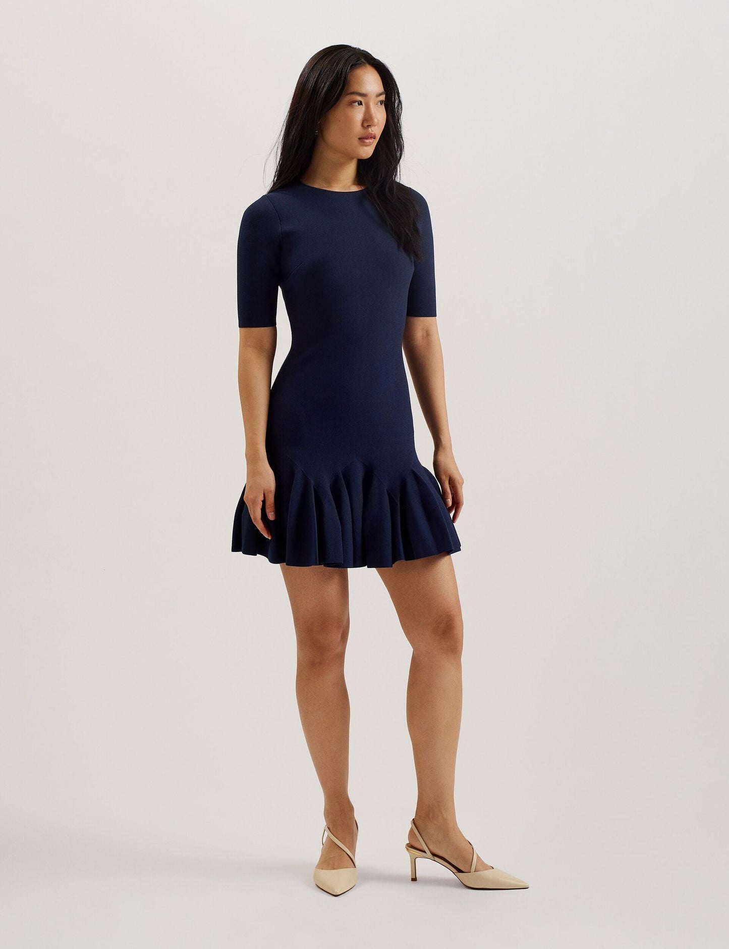 Ted Baker ALZANN - Pleated Hem Knitted Bodycon Mini Dress