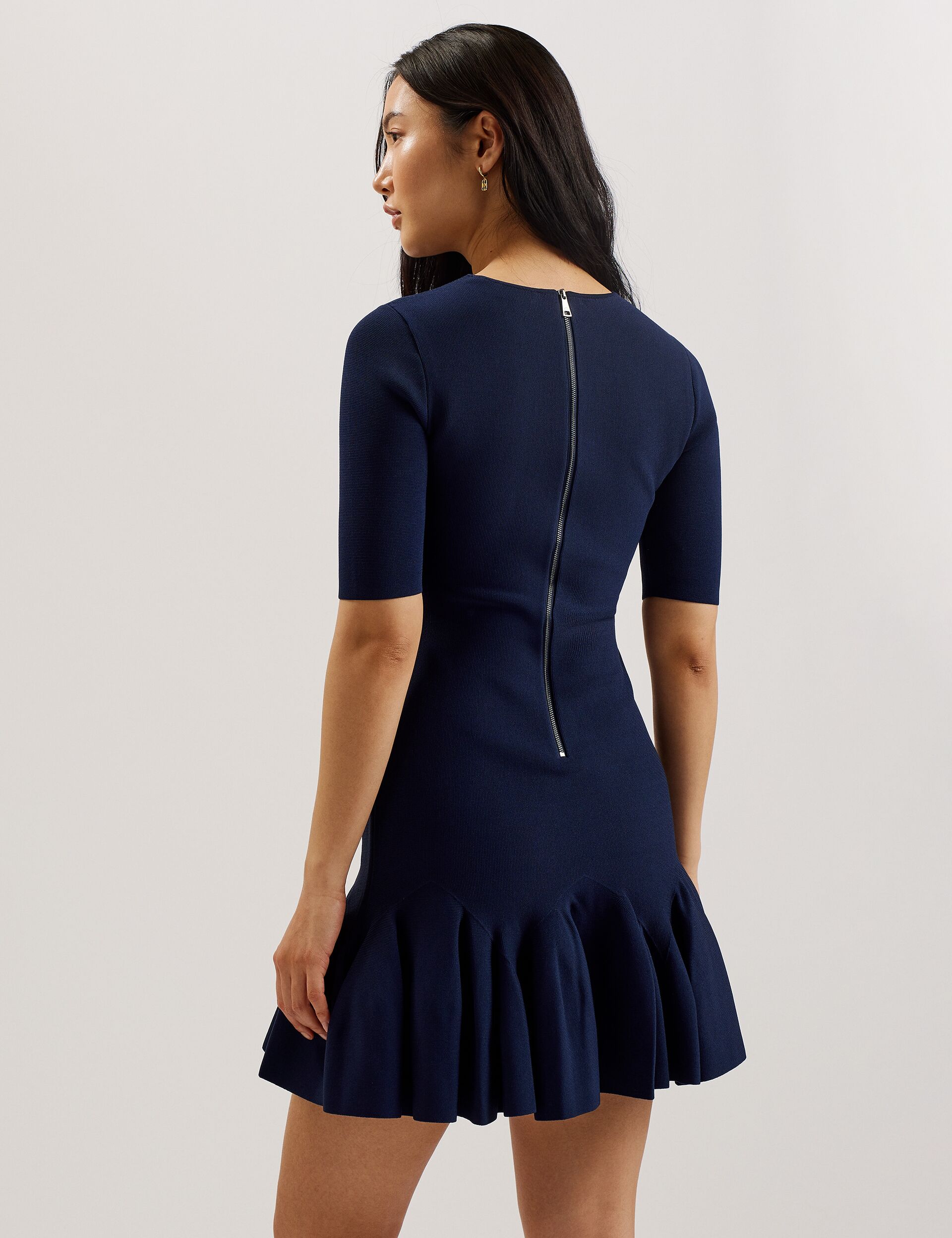 Ted Baker ALZANN - Pleated Hem Knitted Bodycon Mini Dress