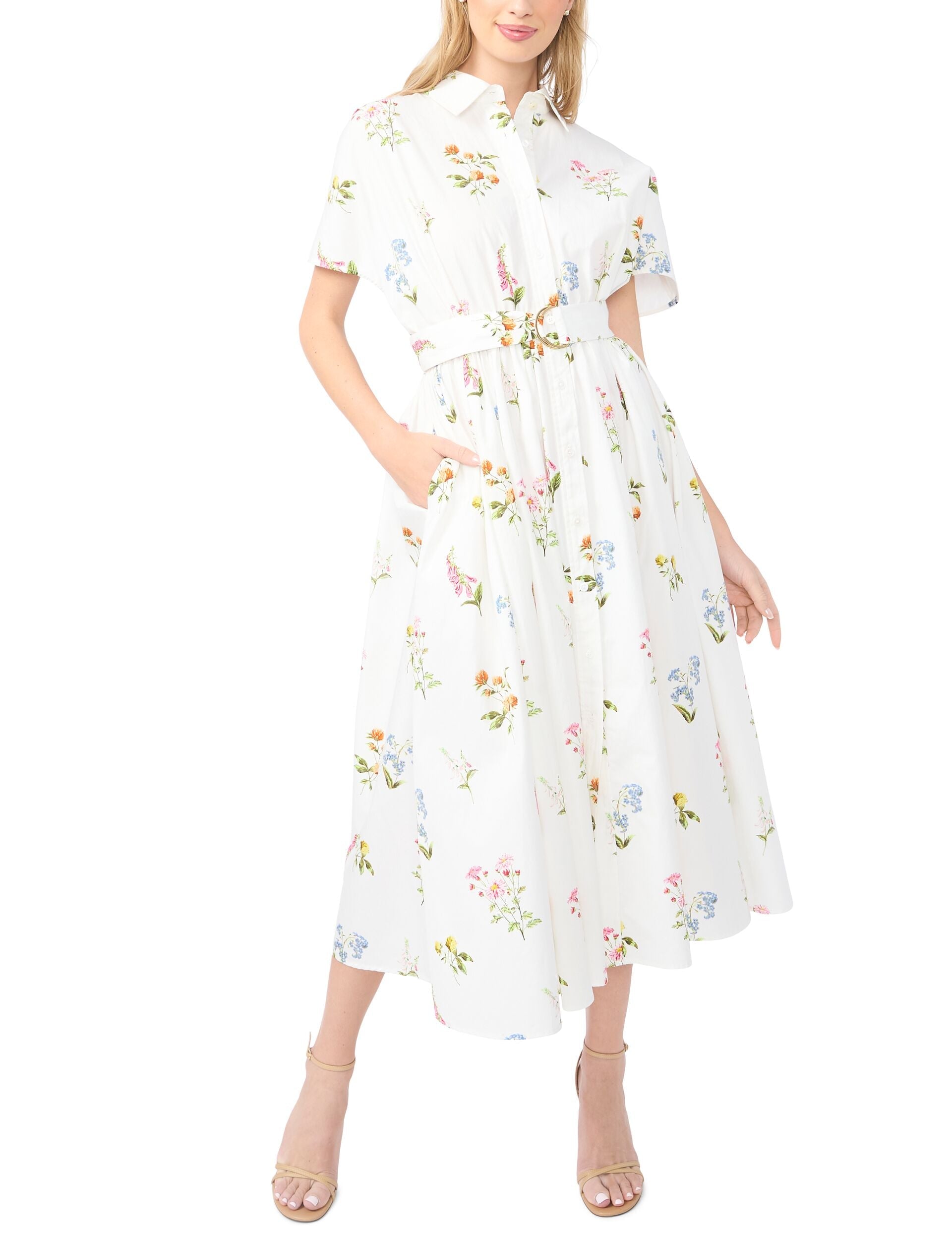 Ted Baker RILEY Floral Belted Midi Shirt Dress