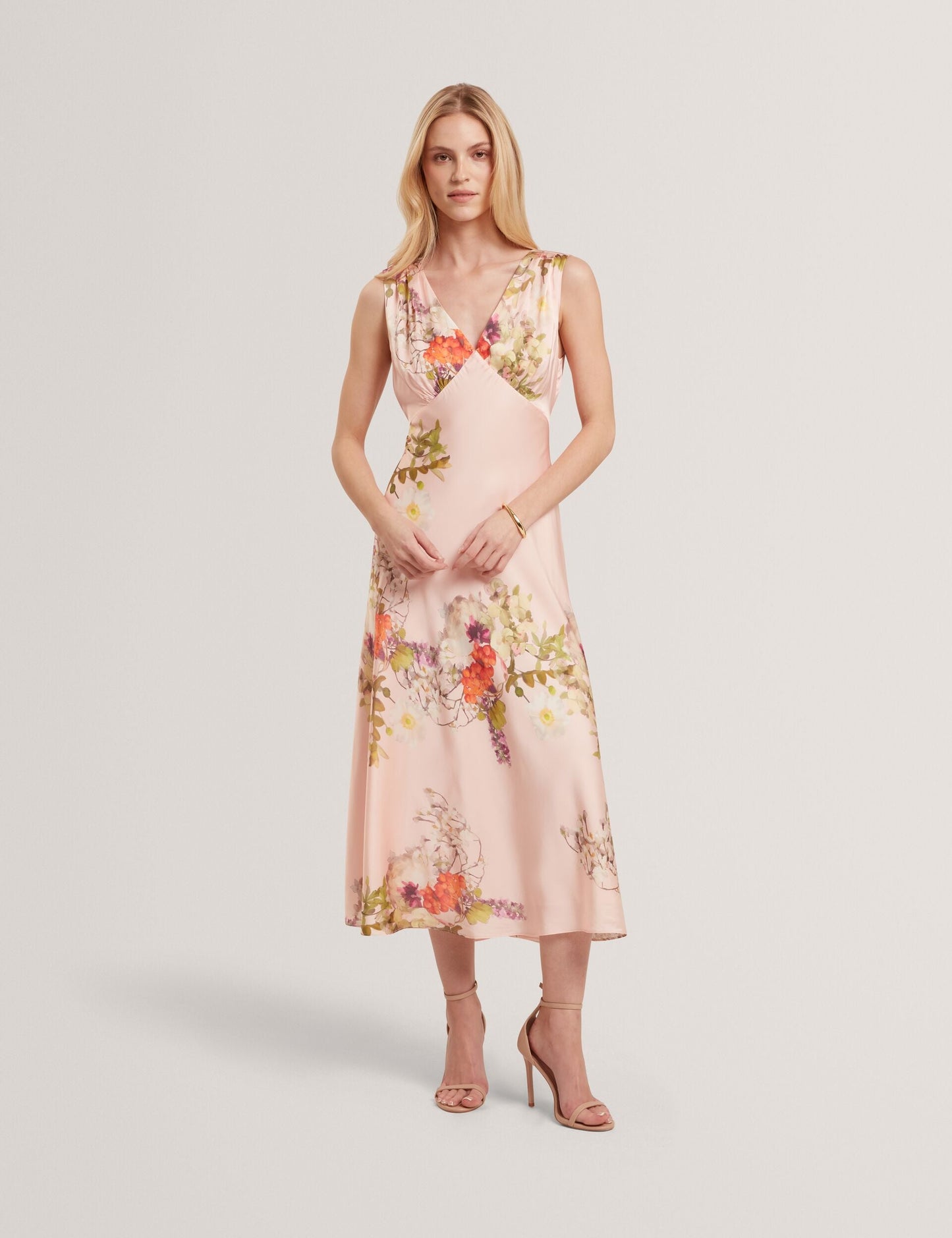 Ted Baker ALINA Floral Satin Low Cut Maxi Dress