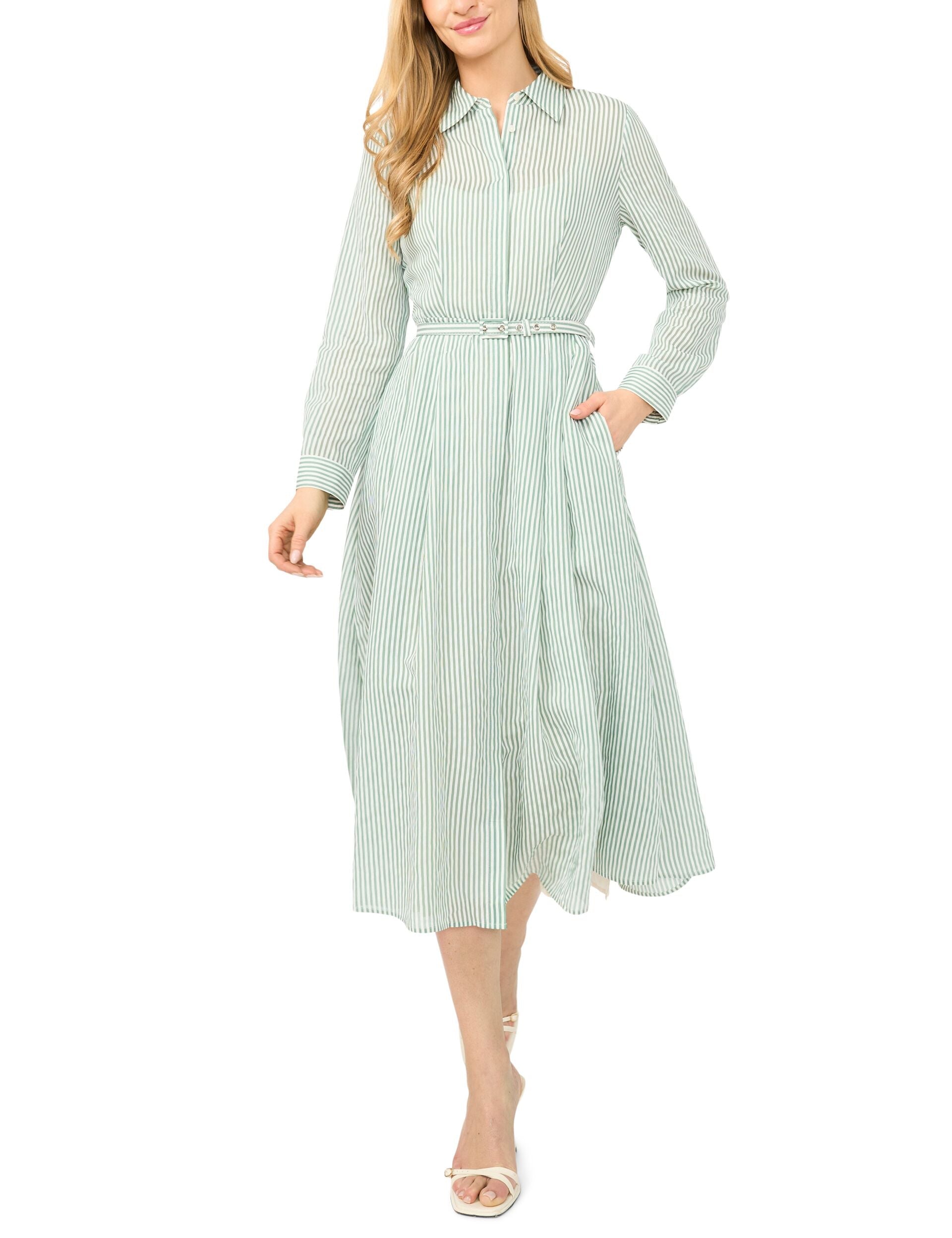 Ted Baker LYNN Striped Belted Midi Shirt Dress