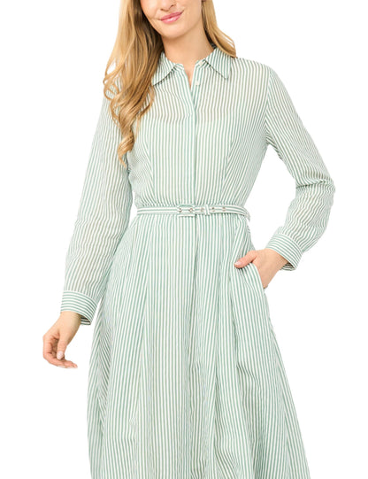 Ted Baker LYNN Striped Belted Midi Shirt Dress