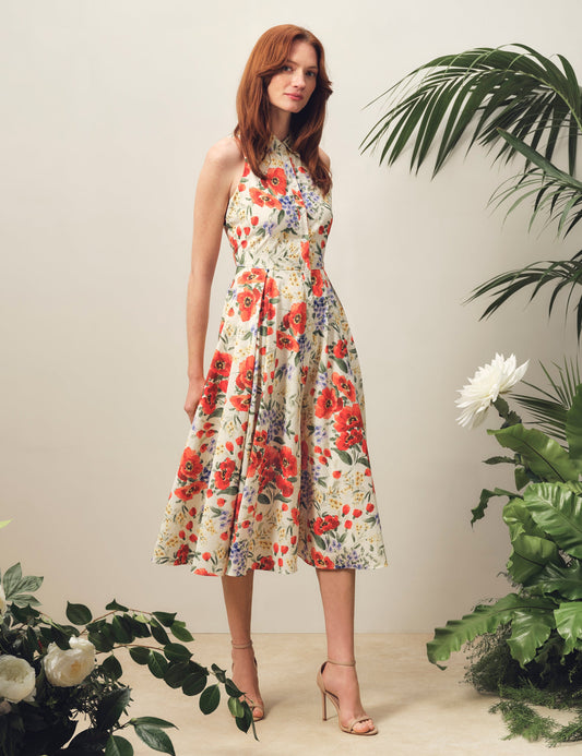 Ted Baker NOEMIA Floral Sleeveless Collared Midi Dress