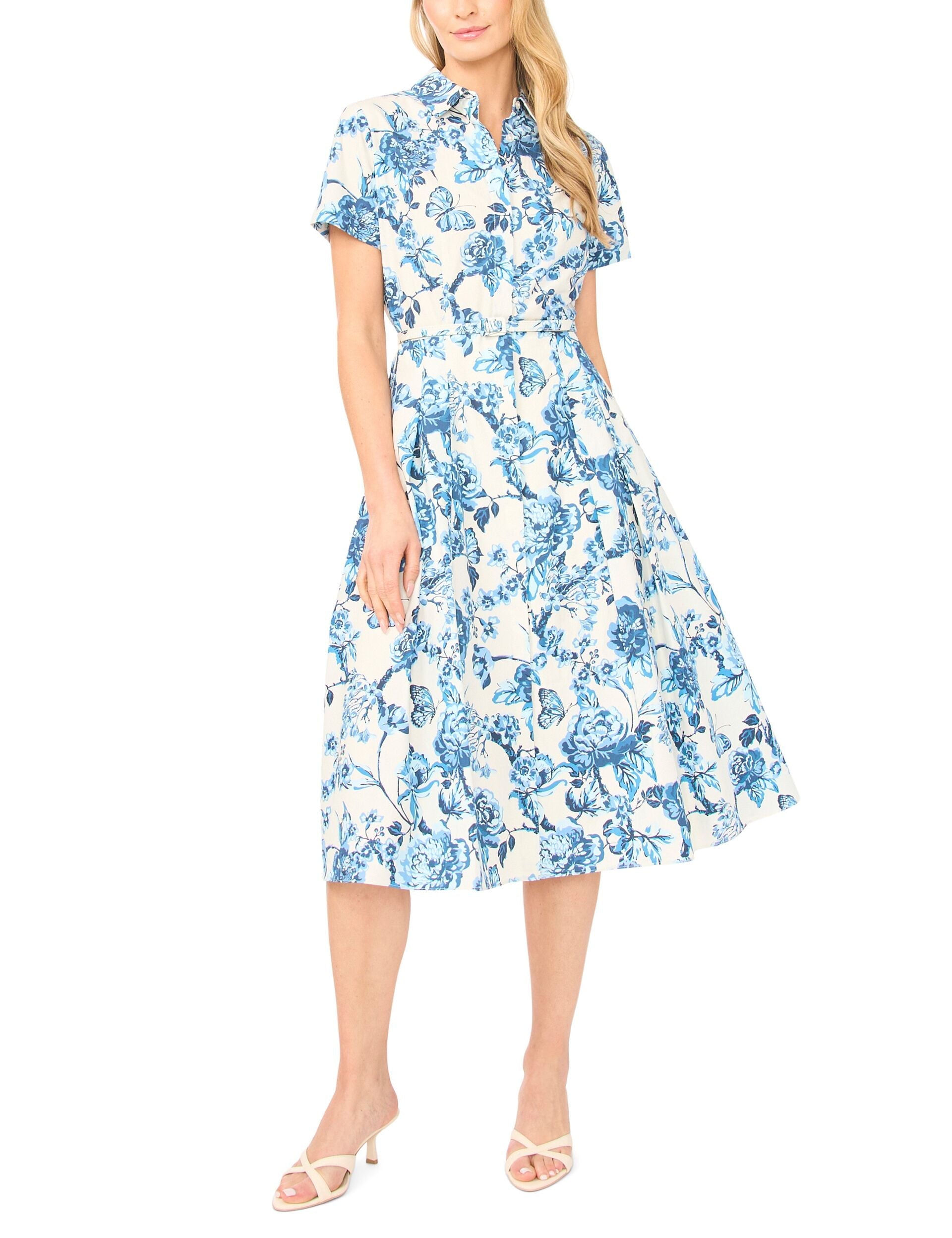Ted Baker RORY Cotton Floral Belted Midi Shirt Dress