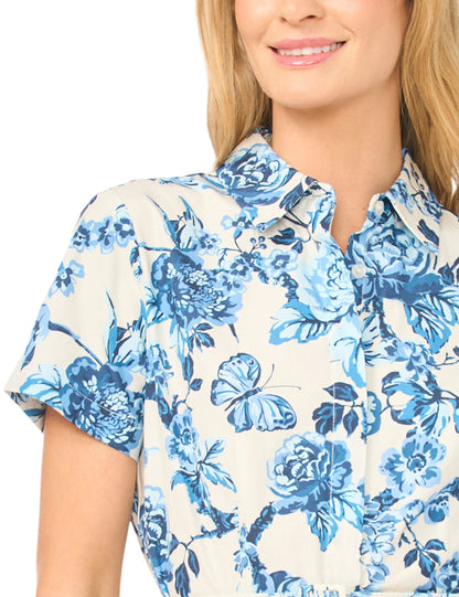 Ted Baker RORY Cotton Floral Belted Midi Shirt Dress