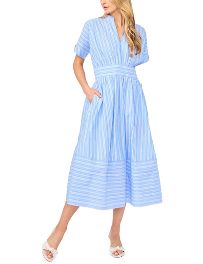 Ted Baker CHARLOTTE Striped Cotton V-Neck Midi Dress