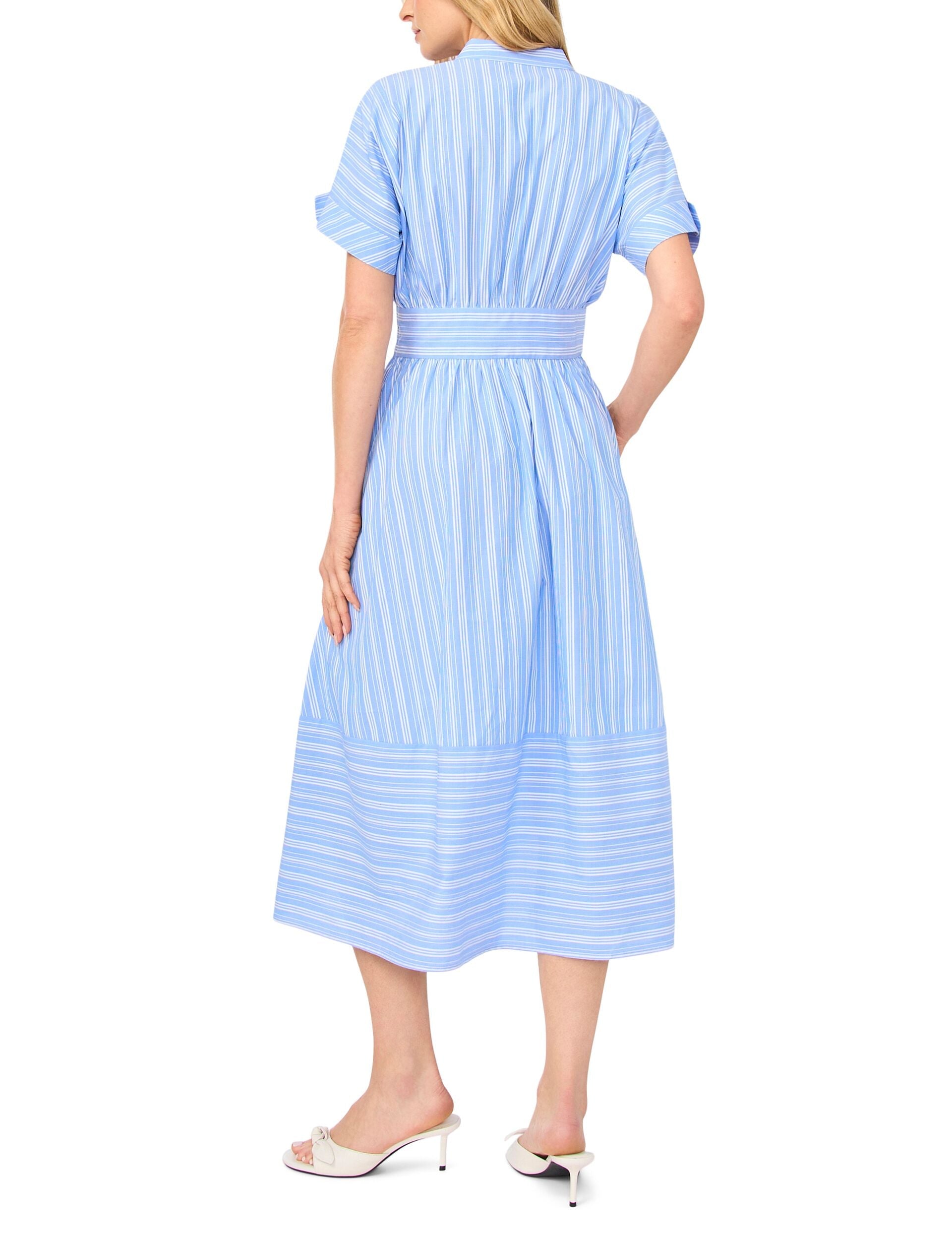 Ted Baker CHARLOTTE Striped Cotton V-Neck Midi Dress