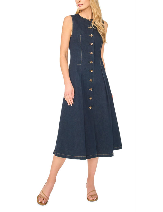 Ted Baker MIA Buttoned Sleeveless Denim Midi Dress