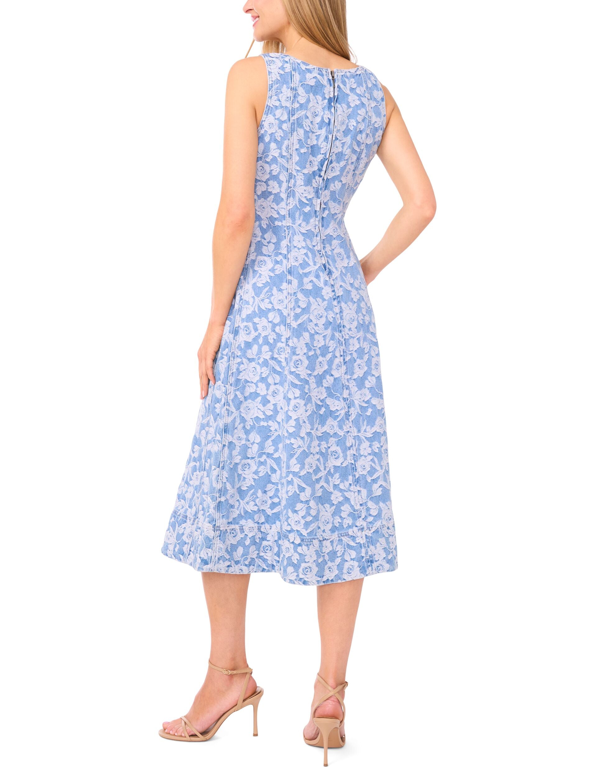 Ted Baker NARA Floral Denim Scoop Neck Midi Dress