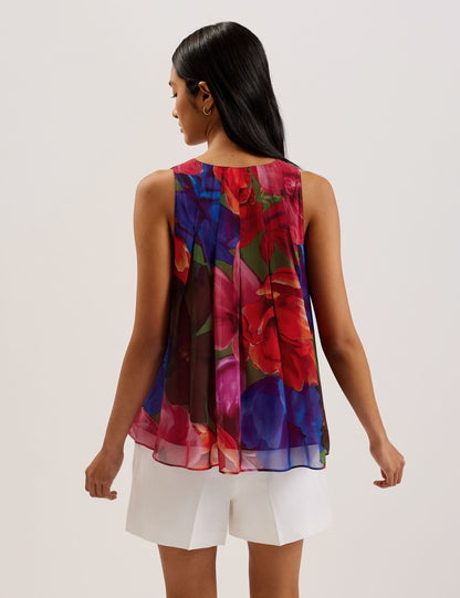 Ted Baker VERNOGE - Organza Tropical Bloom V neck Pleated Top