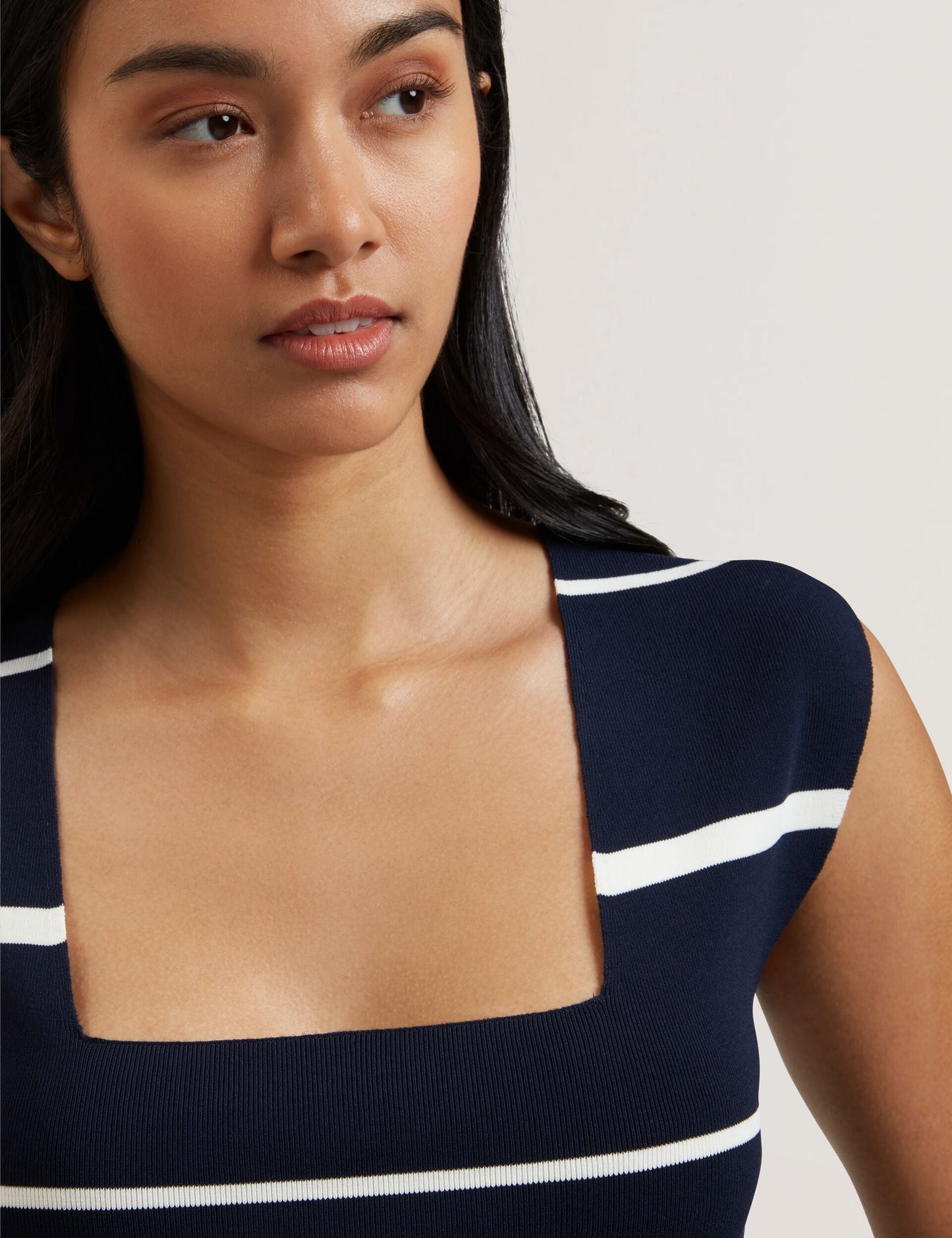 Ted Baker ELLLE - Striped Knit Square Neck Cropped Top