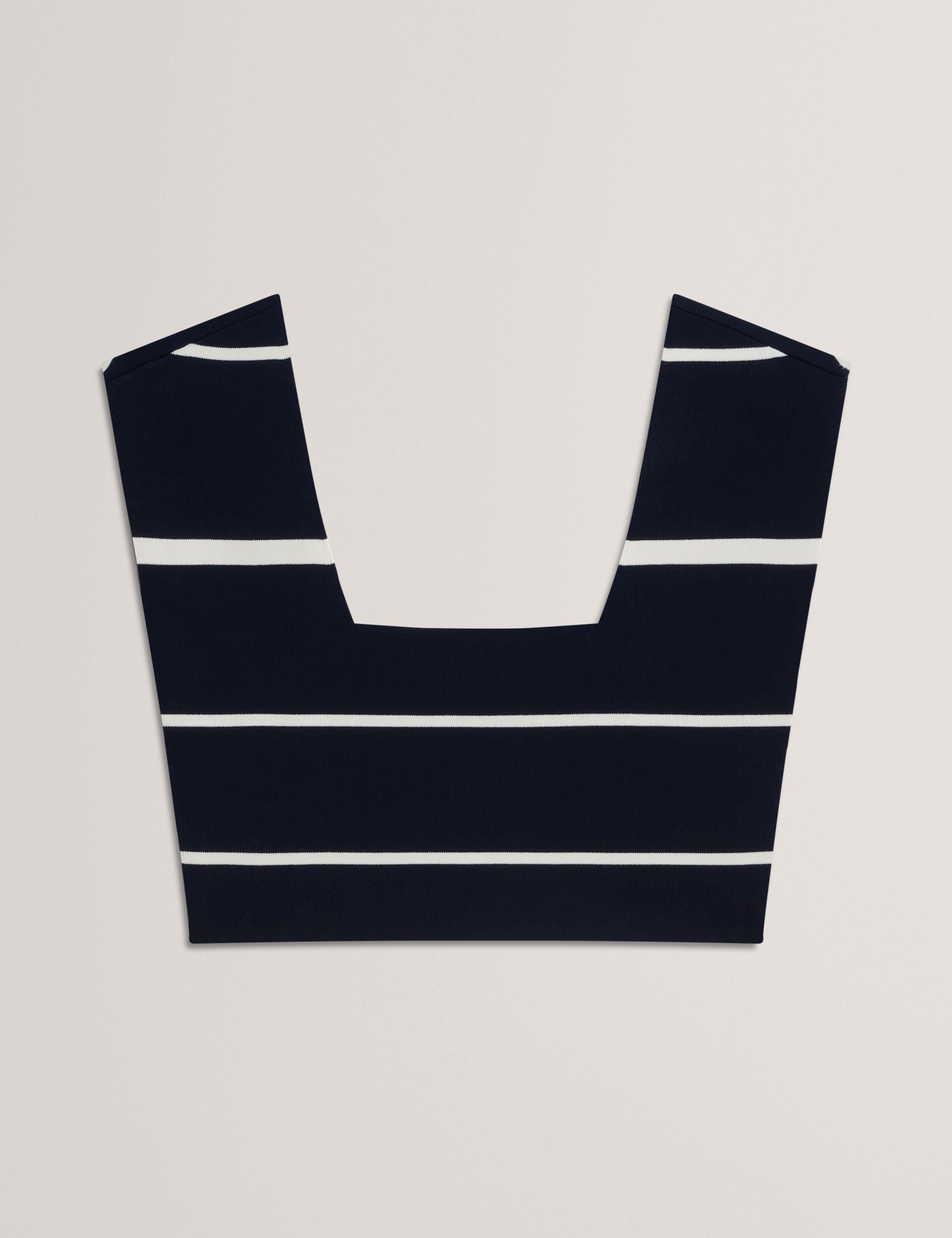 Ted Baker ELLLE - Striped Knit Square Neck Cropped Top