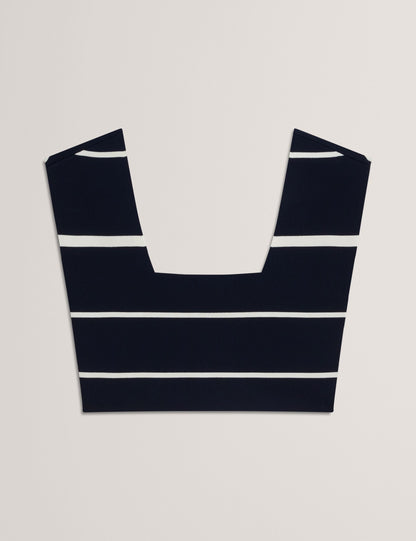 Ted Baker ELLLE - Striped Knit Square Neck Cropped Top