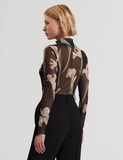 Ted Baker FIAAHH - Floral Print High Neck Sheer Mesh Top