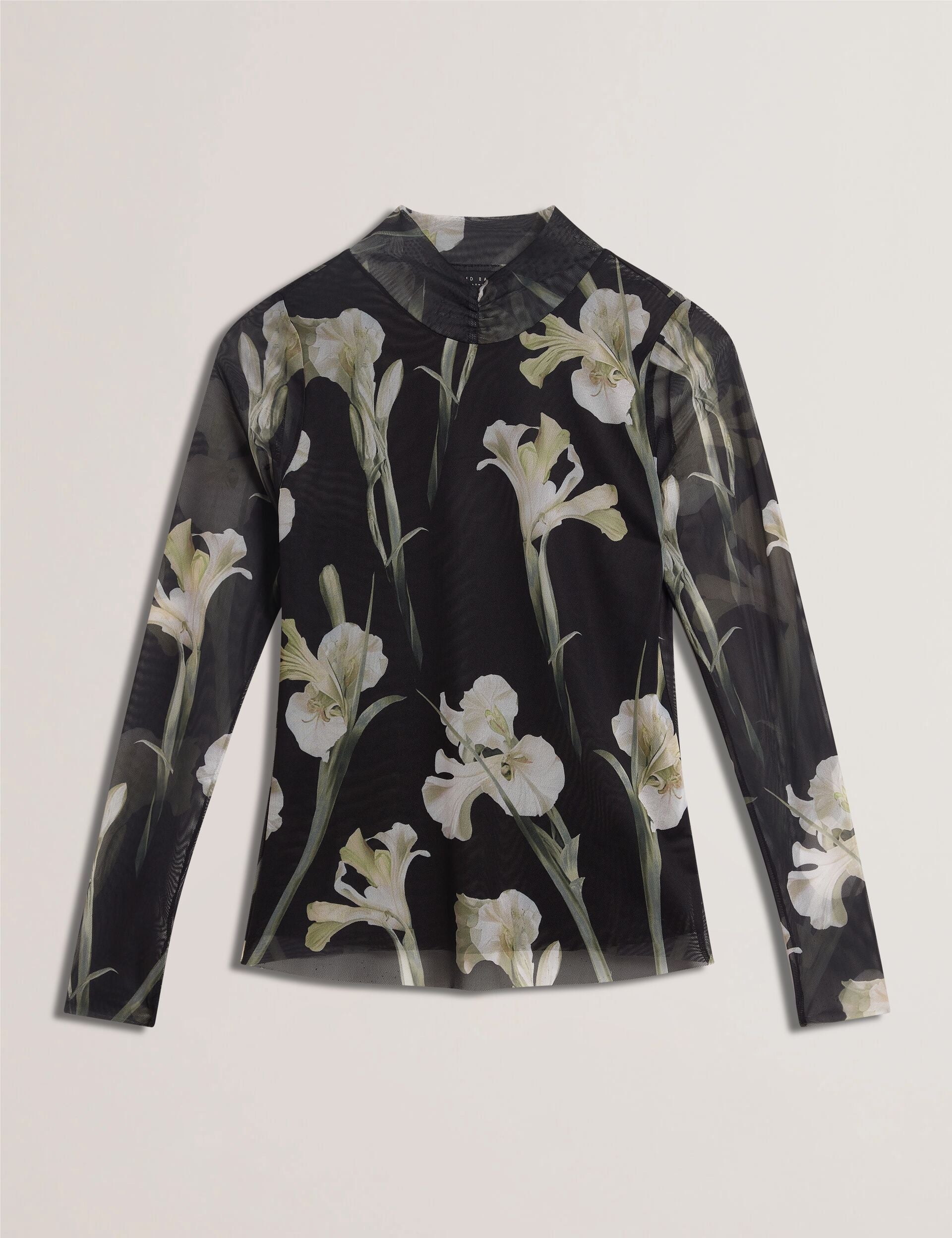 Ted Baker FIAAHH - Floral Print High Neck Sheer Mesh Top