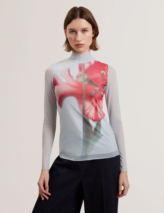 Ted Baker PIPYA - Floral High Neck Long Sleeve Mesh Top