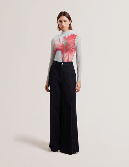 Ted Baker PIPYA - Floral High Neck Long Sleeve Mesh Top
