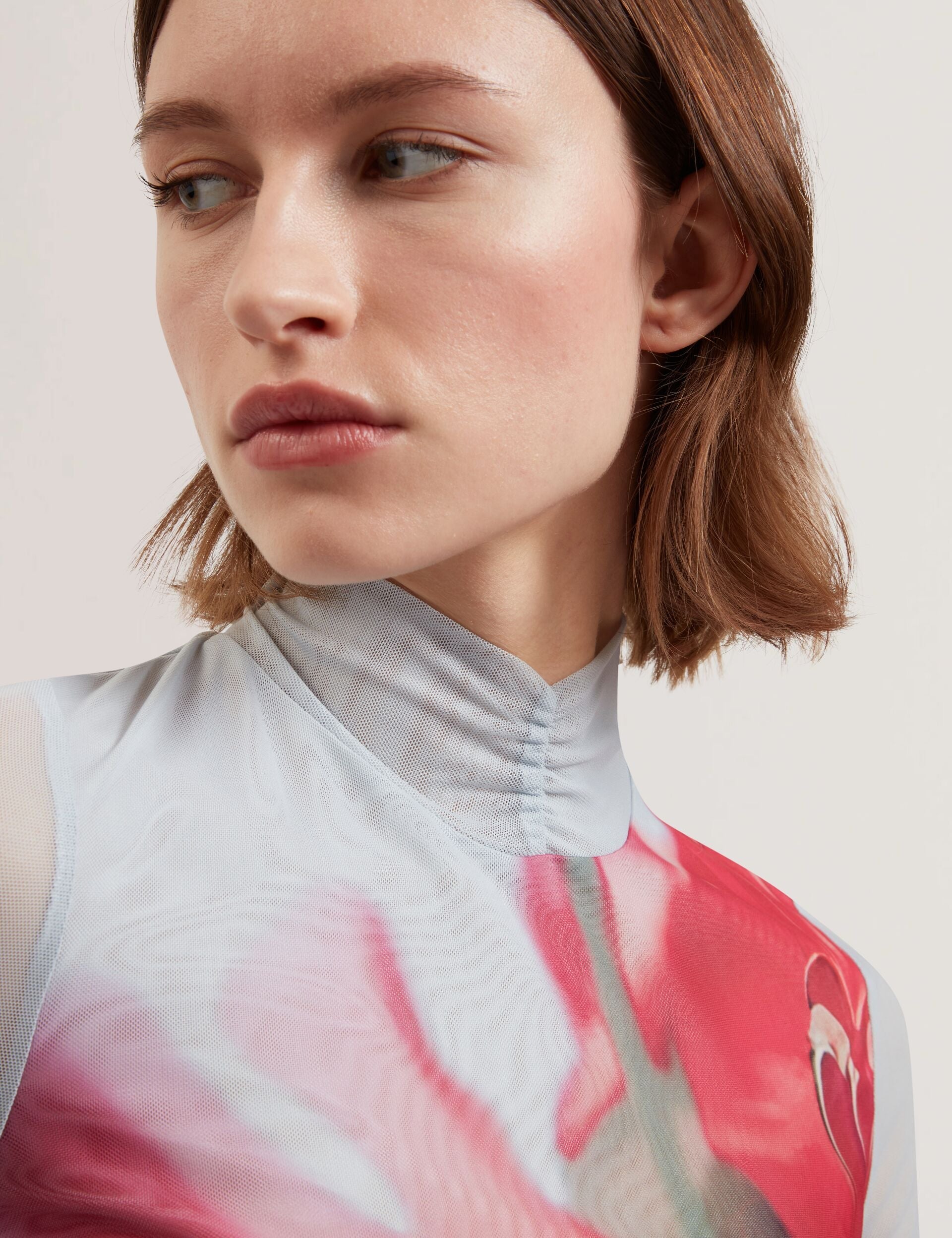 Ted Baker PIPYA - Floral High Neck Long Sleeve Mesh Top
