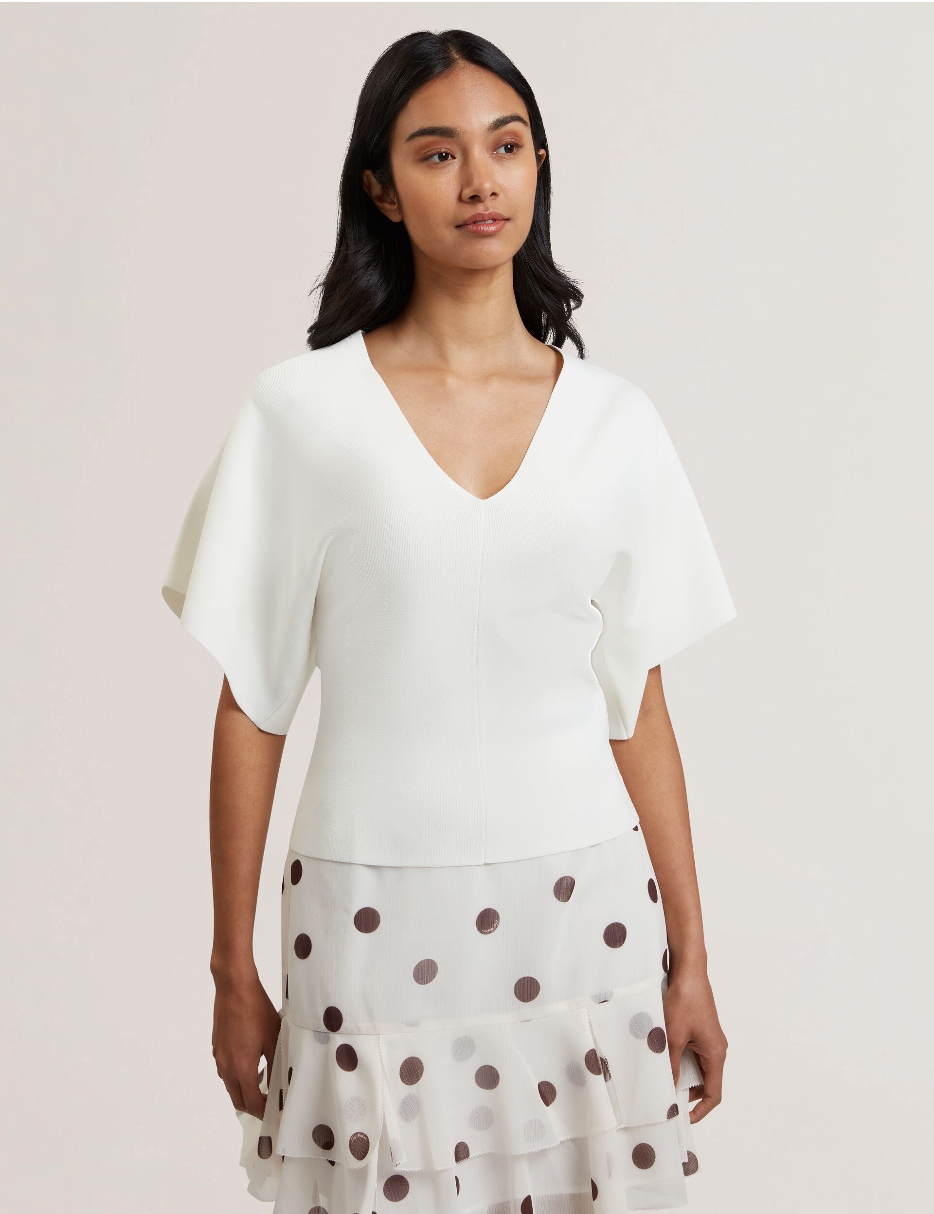Ted Baker REGINAH - Wide Short Sleeve V-Neck Knitted Top