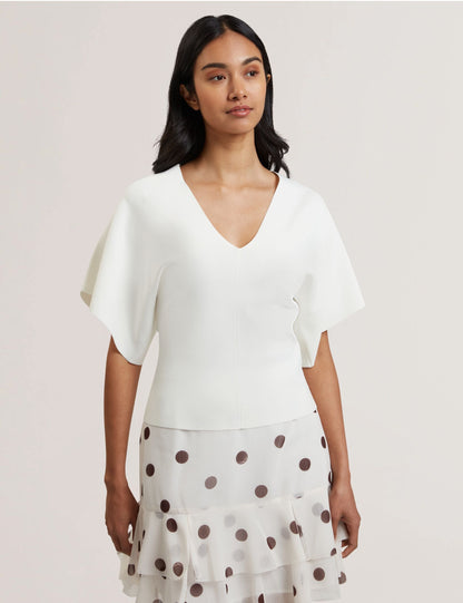 Ted Baker REGINAH - Wide Short Sleeve V-Neck Knitted Top