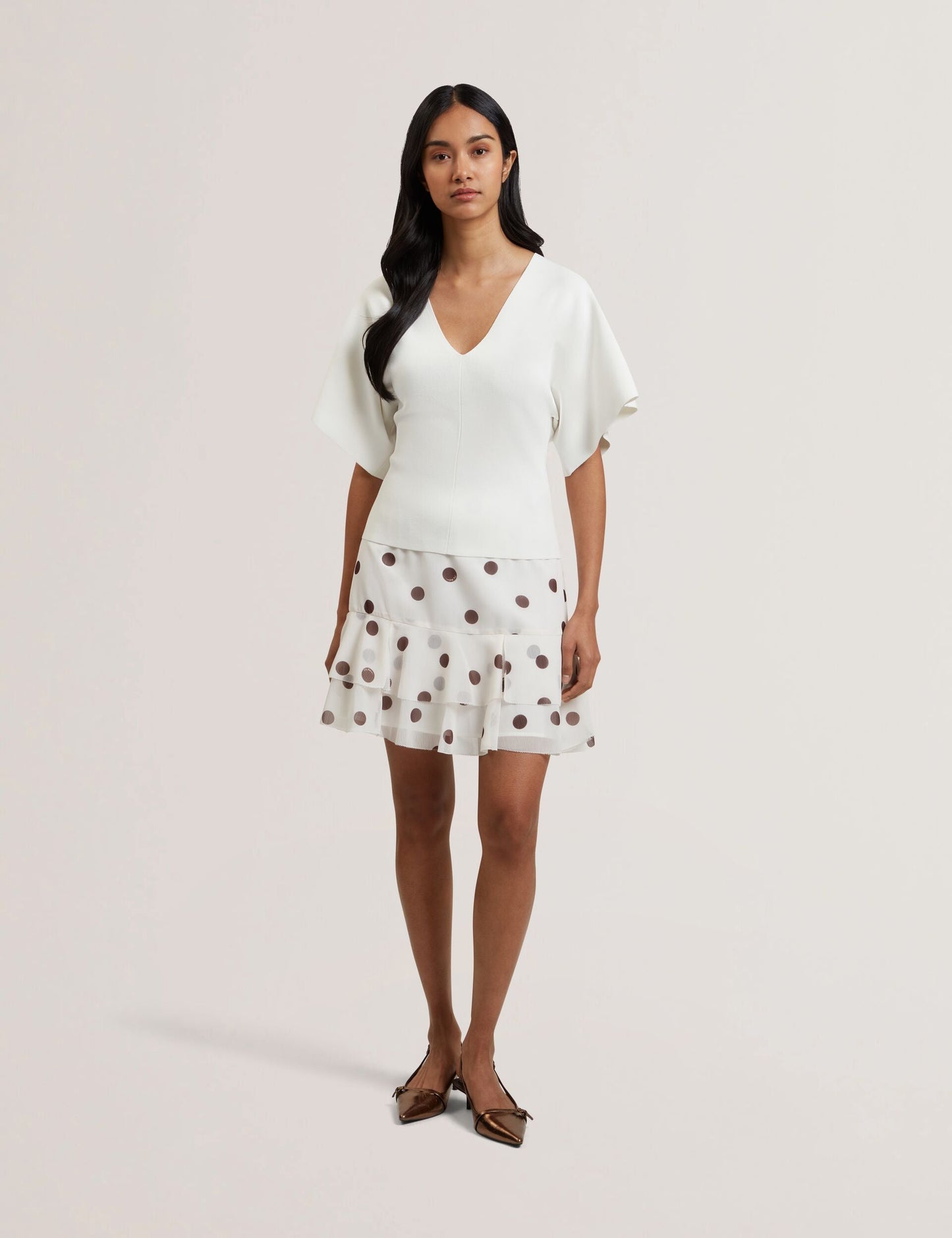 Ted Baker REGINAH - Wide Short Sleeve V-Neck Knitted Top