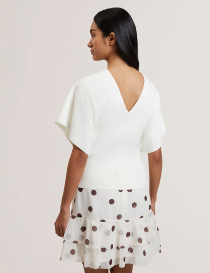 Ted Baker REGINAH - Wide Short Sleeve V-Neck Knitted Top