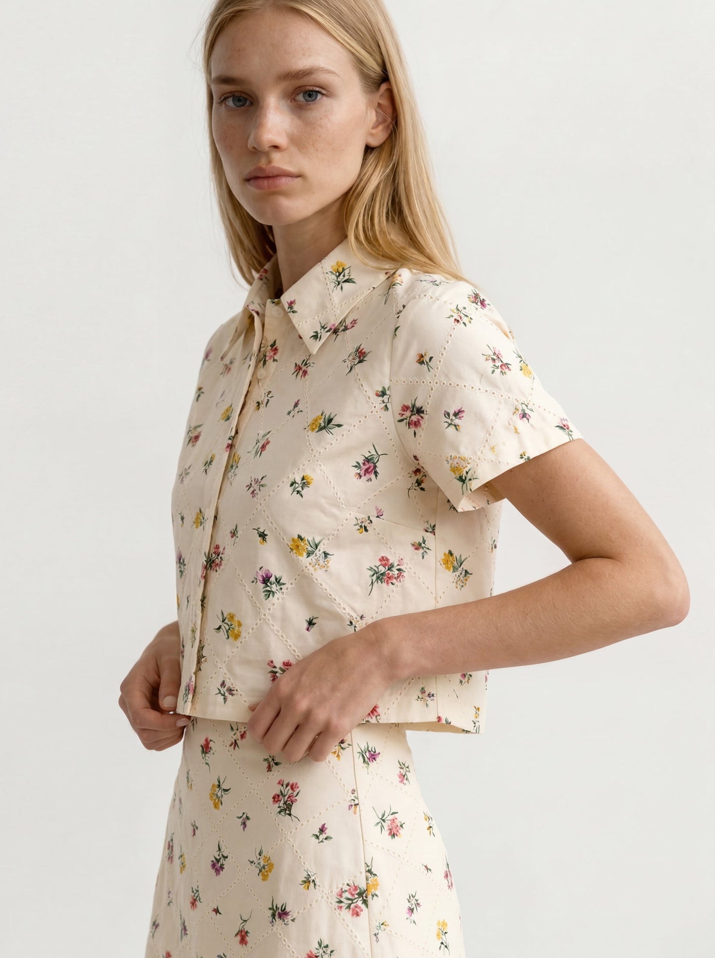 Ted Baker LIZ Wildflower Embroidered Cropped Shirt