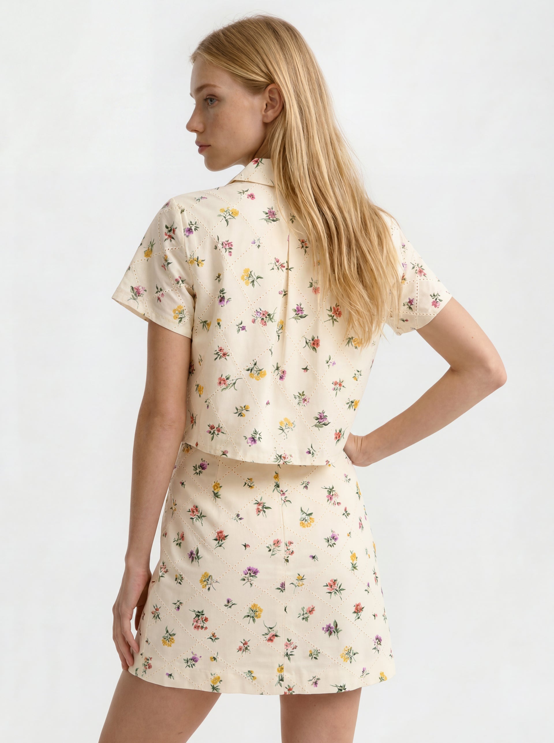 Ted Baker LIZ Wildflower Embroidered Cropped Shirt