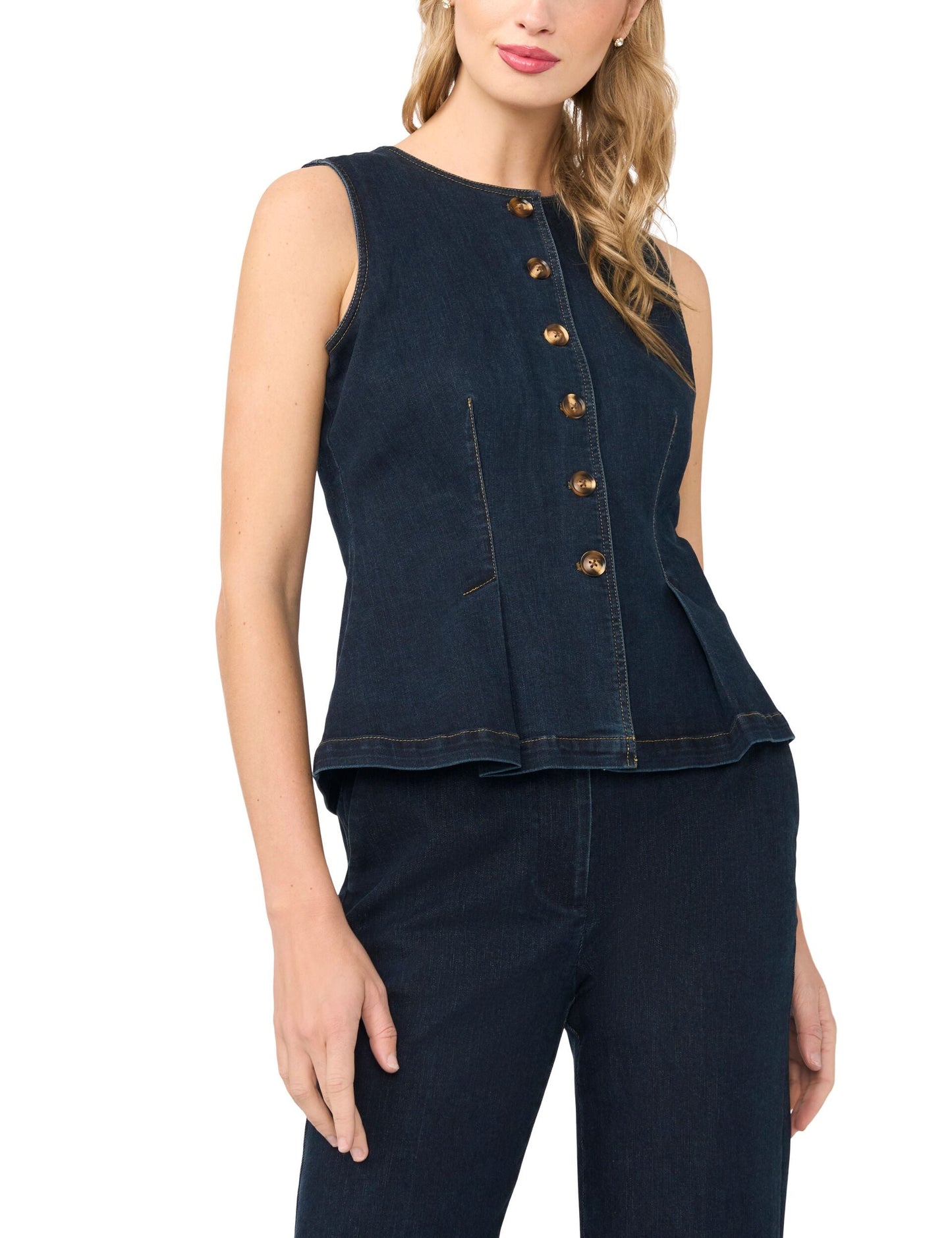 Ted Baker GIA Sleeveless Denim Button-Up Top