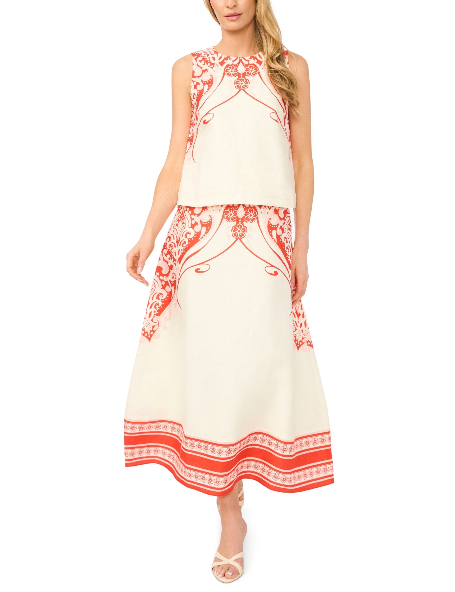 Ted Baker GEORGIA Printed Detail Relaxed Linen Shell Top