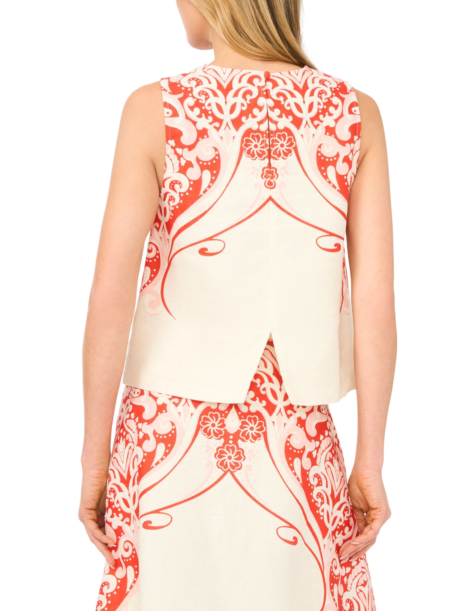 Ted Baker GEORGIA Printed Detail Relaxed Linen Shell Top