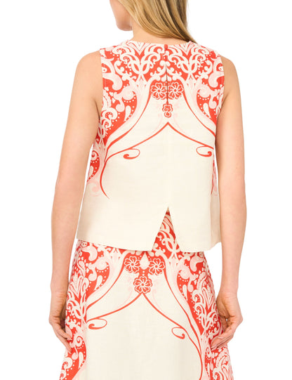 Ted Baker GEORGIA Printed Detail Relaxed Linen Shell Top