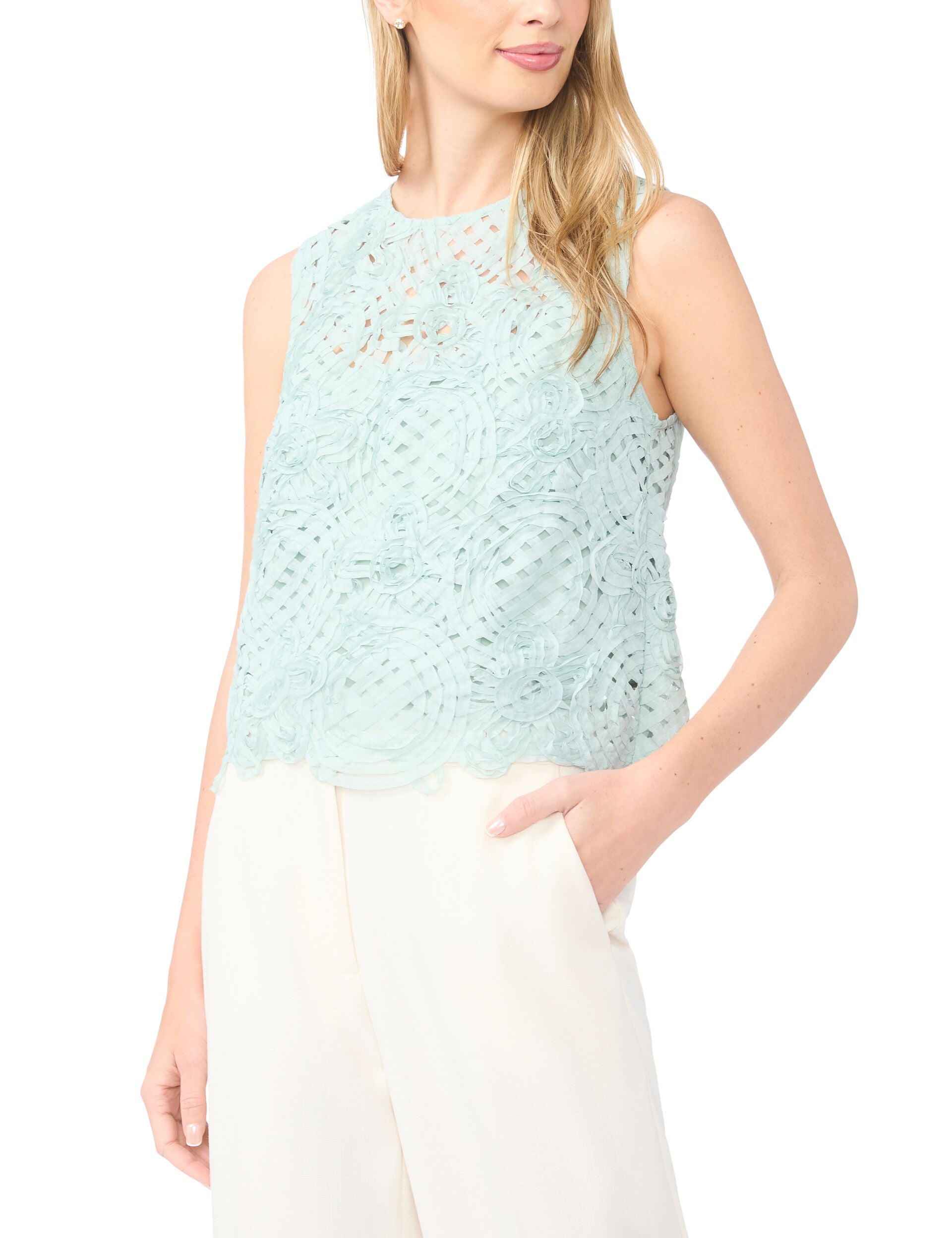 Ted Baker HAZEL Floral Crosshatch Cropped Shell Top