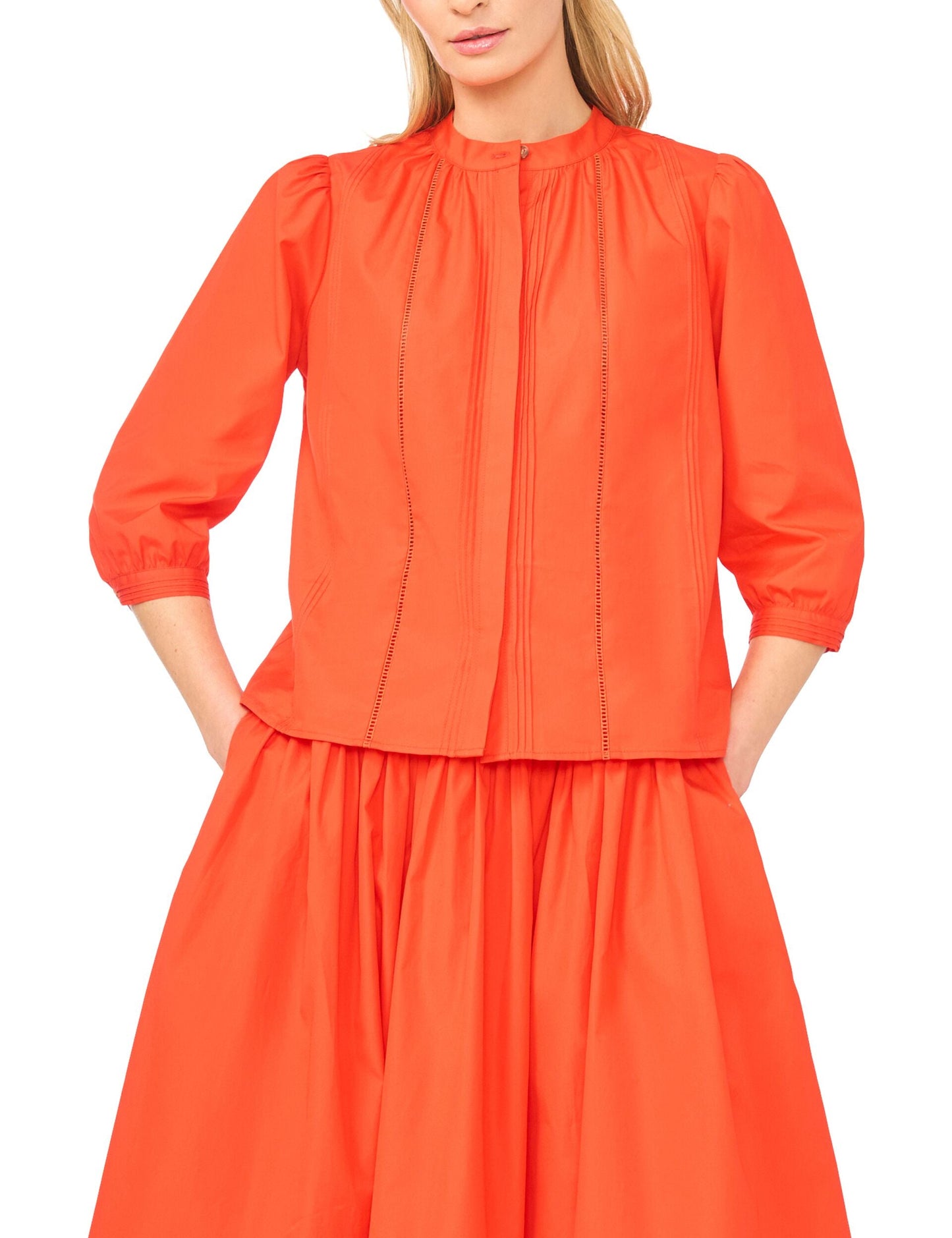 Ted Baker CAMILLE Relaxed Mandarin Collar Cotton Blouse