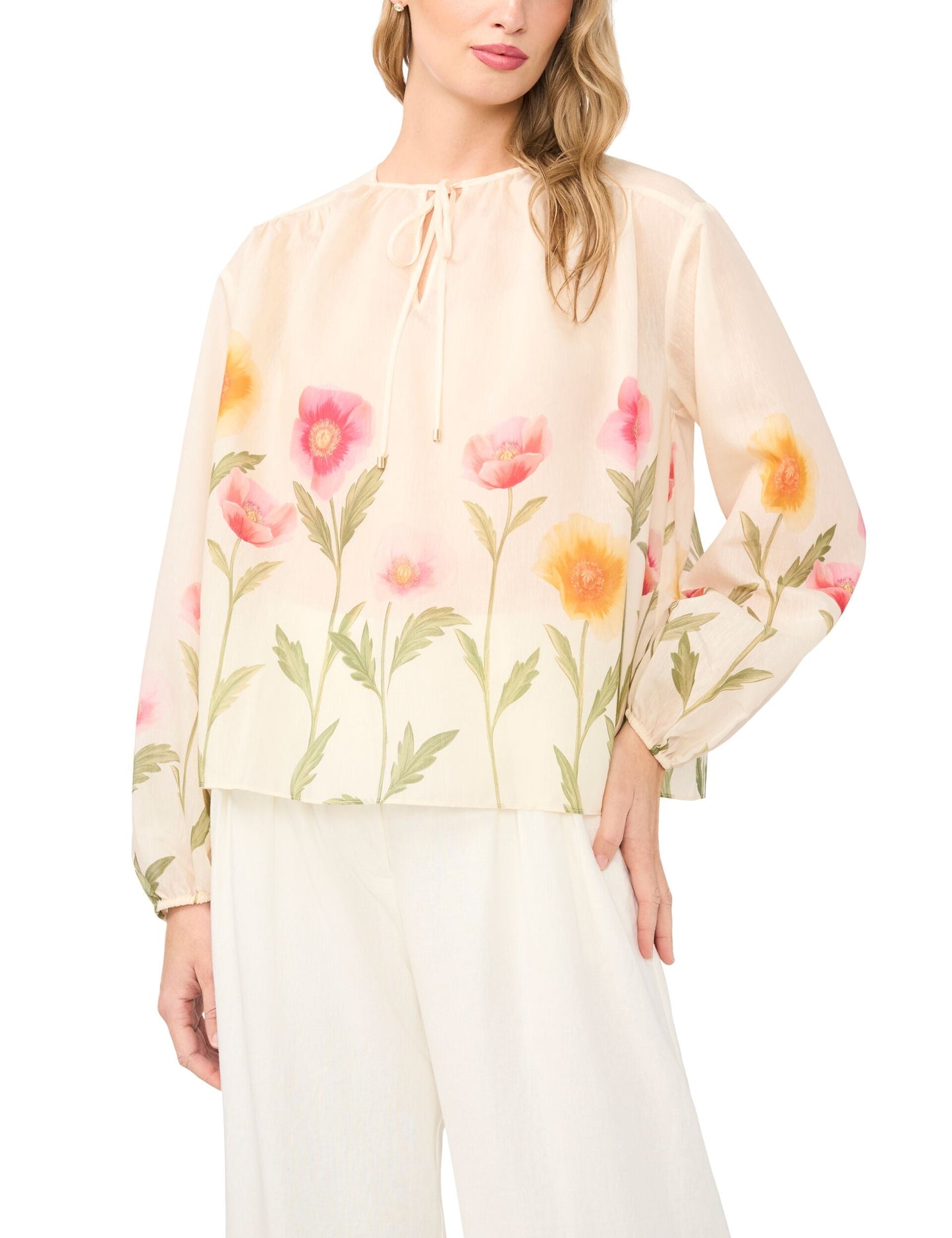 Ted Baker ROCHELLE Floral Print Tie Neck Relaxed Blouse