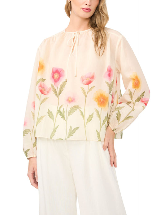 Ted Baker ROCHELLE Floral Print Tie Neck Relaxed Blouse