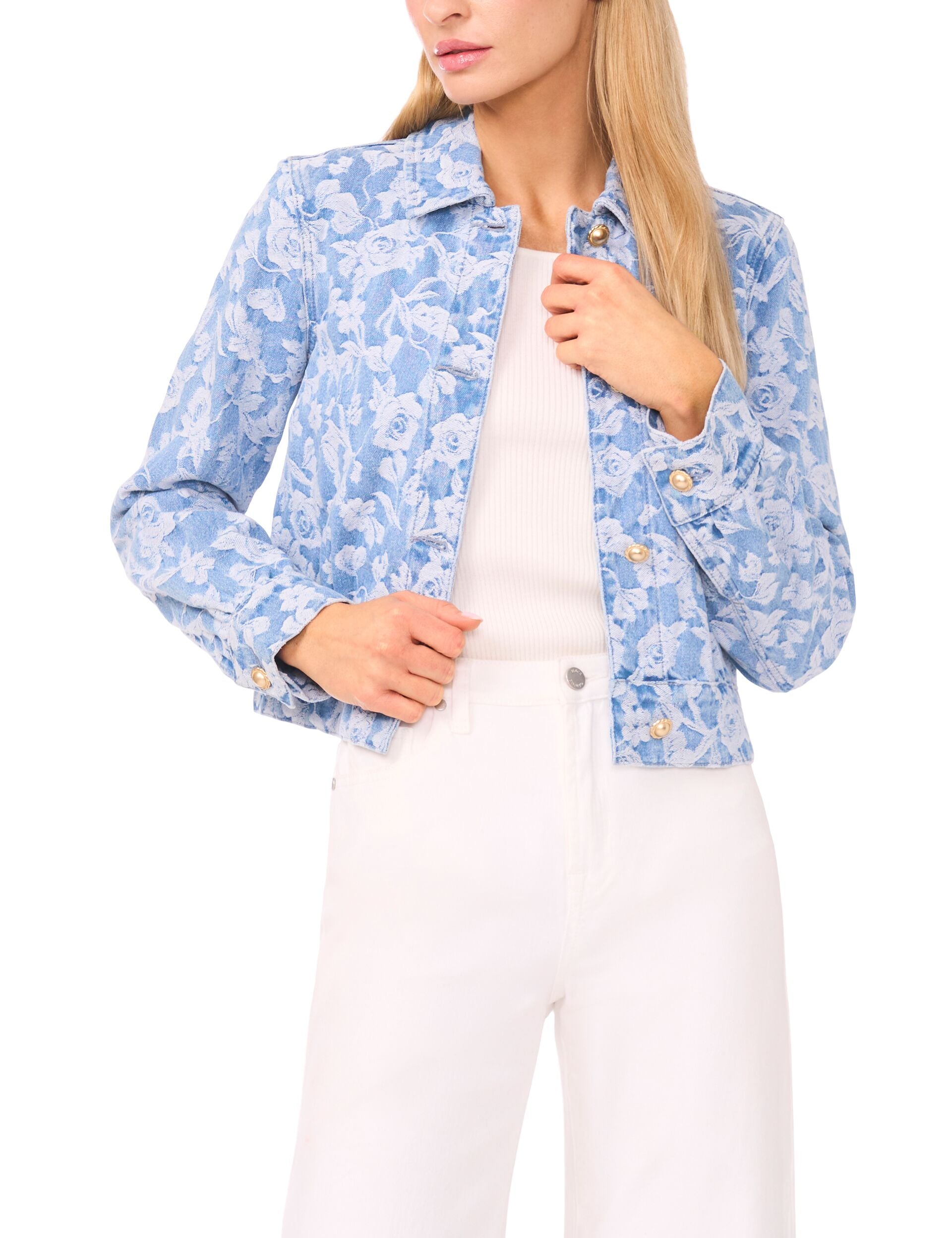Ted Baker ROSET Floral Print Cropped Denim Jacket
