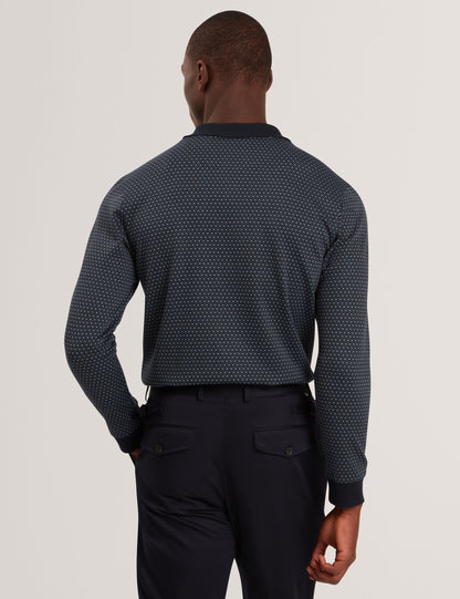 Ted Baker DURAND Micro Geo Jacquard Long Sleeve Polo