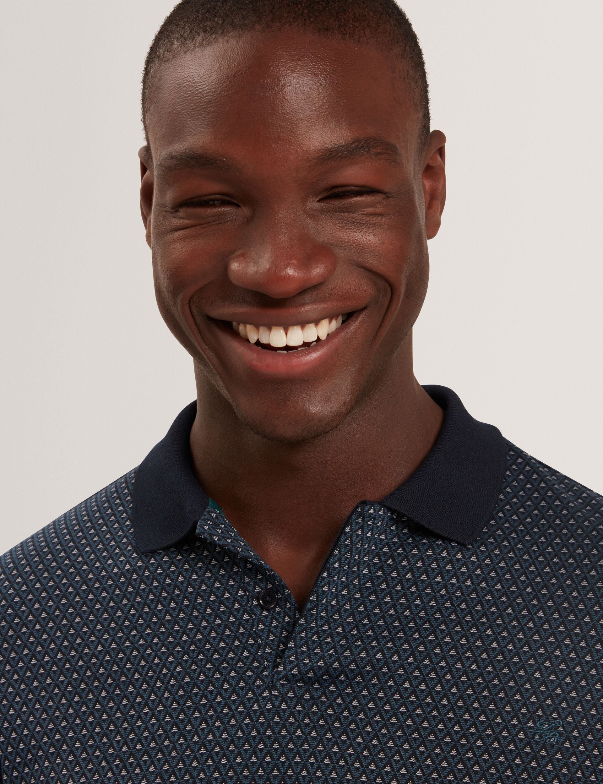 Ted Baker DURAND Micro Geo Jacquard Long Sleeve Polo