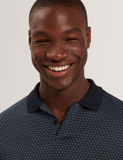 Ted Baker DURAND Micro Geo Jacquard Long Sleeve Polo