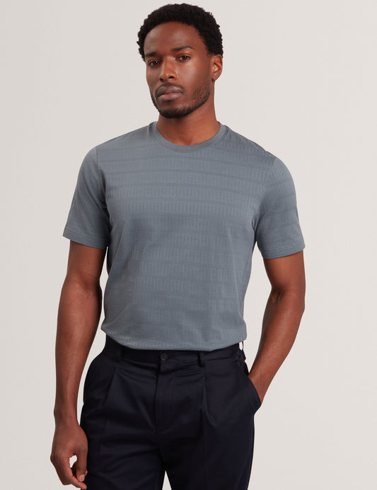 Ted Baker XADIEL - Short Sleeve Mixed Texture Stripe T-Shirt