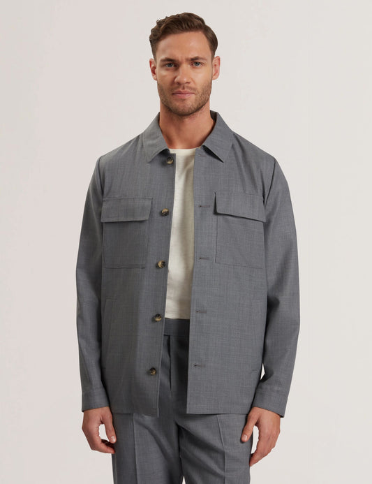 Ted Baker SELWYNJ - Grey Lightweight Wool Blend Shirt Jacket