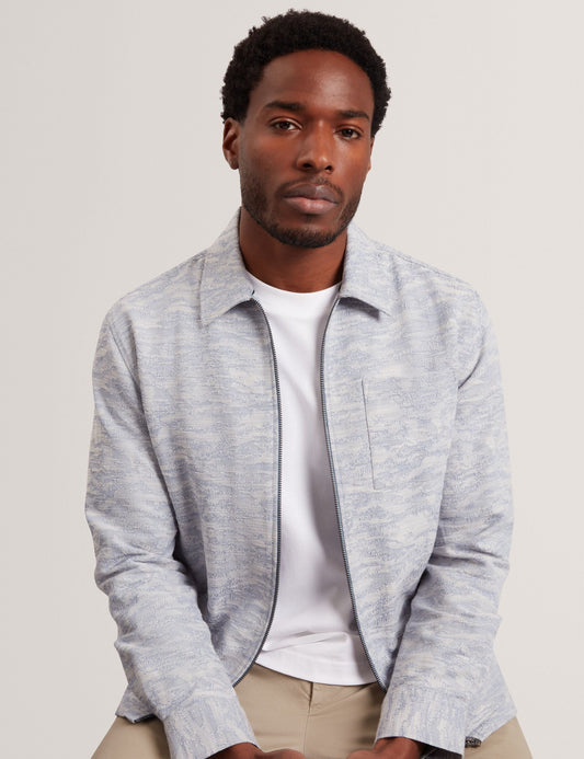 Ted Baker LERRETO Jacquard Light Denim Zip-Through Overshirt