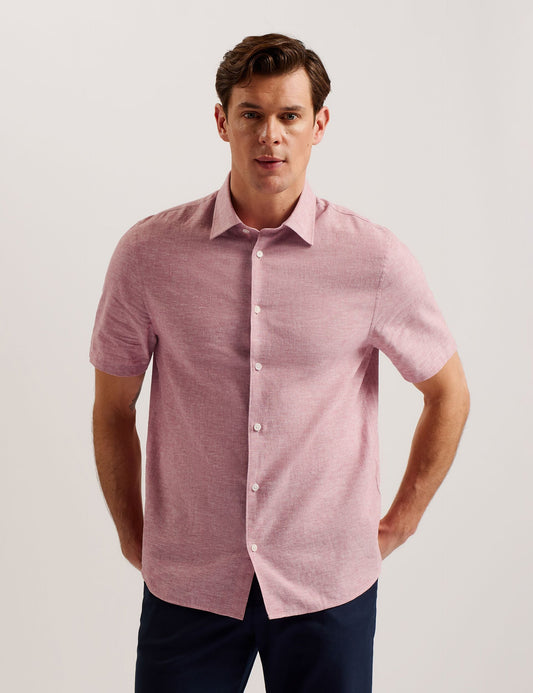 Ted Baker NAIRES Linen Blend Slim Short Sleeve Shirt