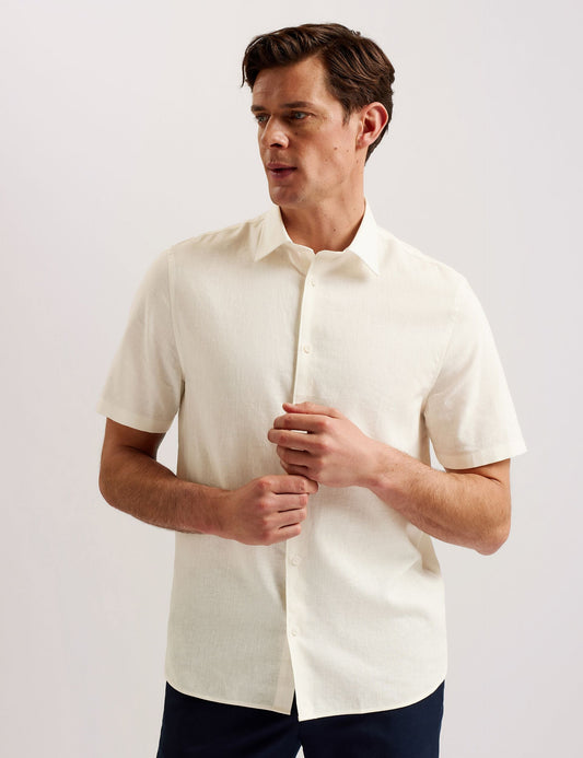 Ted Baker NAIRES Linen Blend Slim Short Sleeve Shirt
