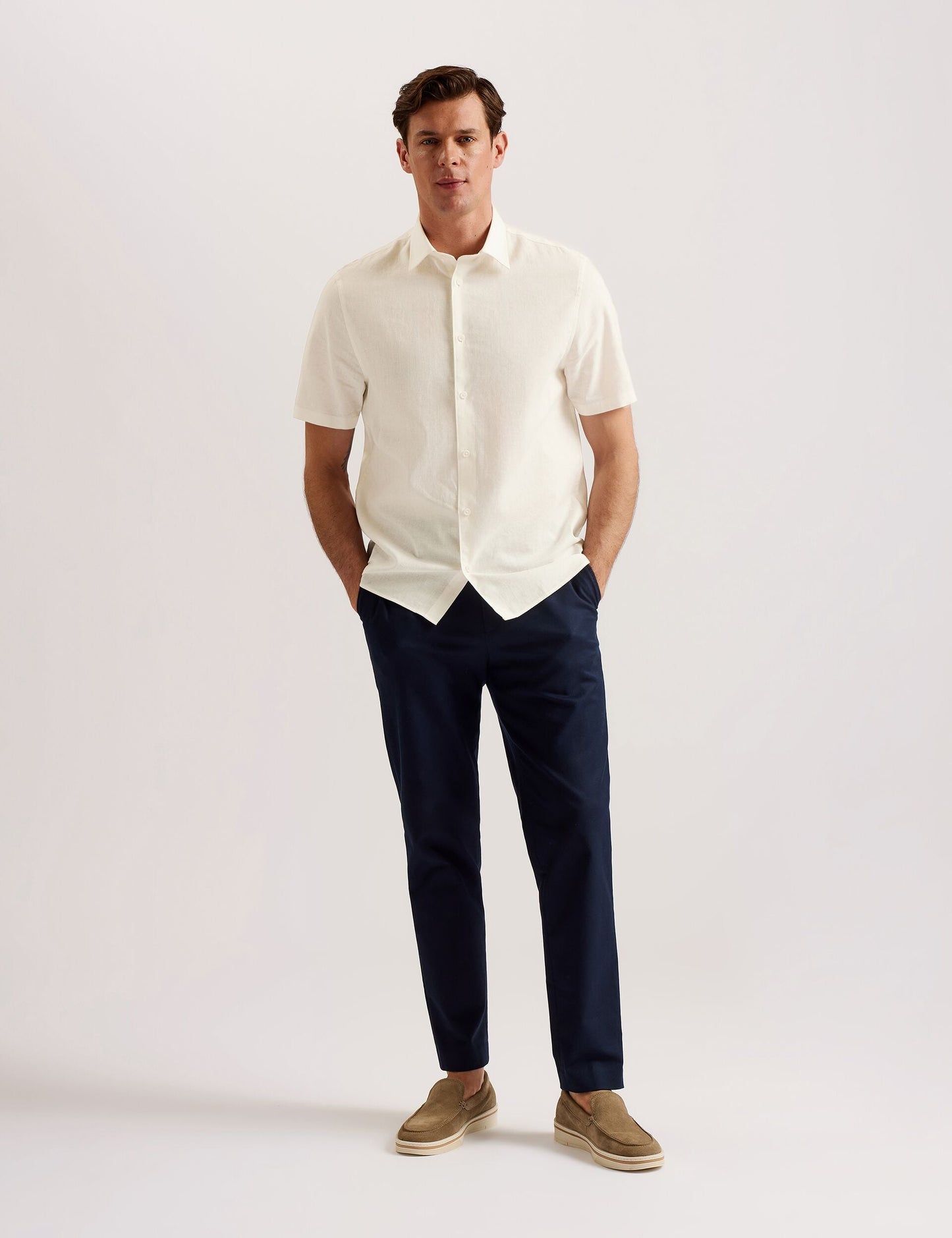 Ted Baker NAIRES Linen Blend Slim Short Sleeve Shirt